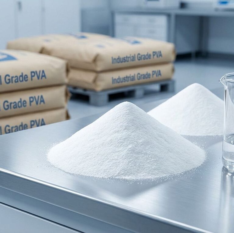 High-purity white Polyvinyl Alcohol PVA powder piles for industrial crosslinking and hydrogel modification