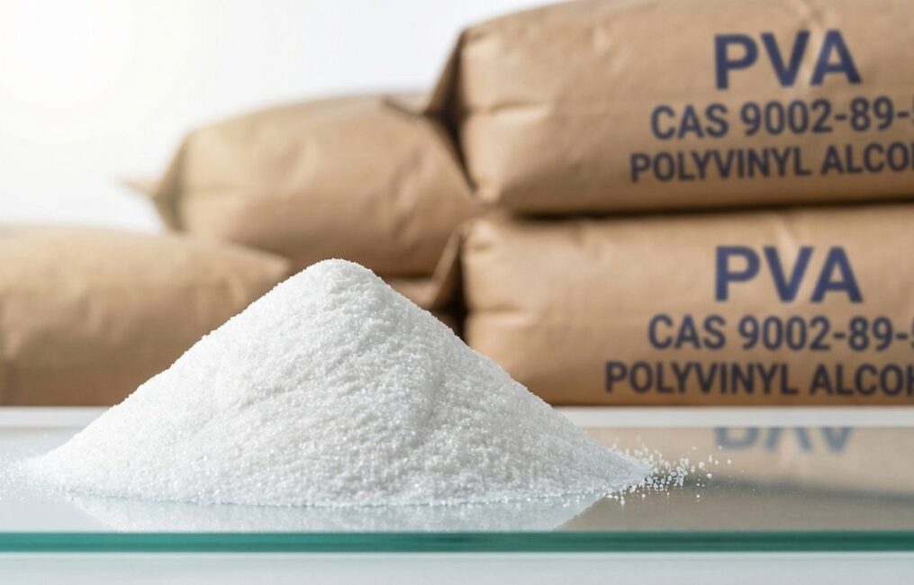 High-purity white Polyvinyl Alcohol (PVA) powder mound for industrial adhesive and coating applications